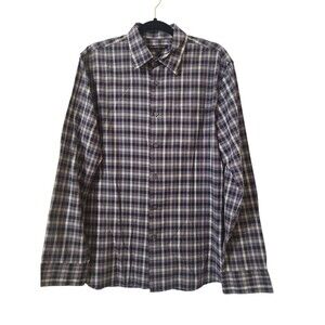 John Varvatos USA Button Up Plaid Shirt Purple Black Gray Men's M D19.7